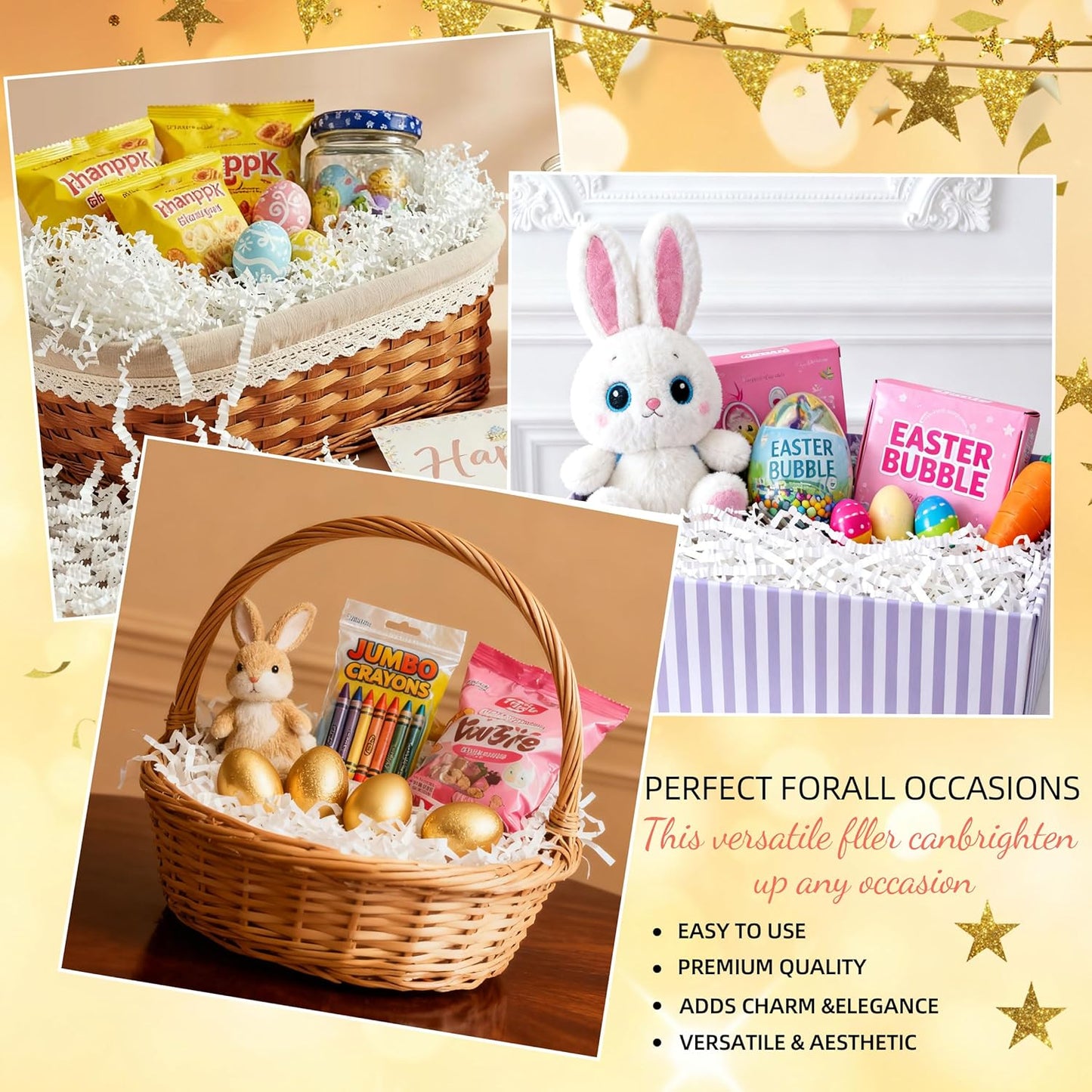 LWWTBS Crinkle Cut Paper 7oz Shredded Packing Grass Cushion Paper for Gift Baskets Christmas Wedding Birthday Bridesmaid Engagement Craft Gift boxes Stuffing Bags Filler (White)